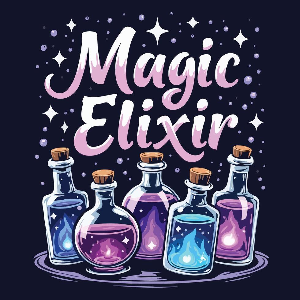 Magic Elixir magical Vectorize Illustrated Halloween Theme T-Shirt Design vector