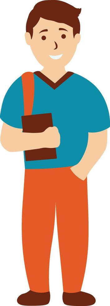 Student Character Illustration with Simple Cartoon Style vector