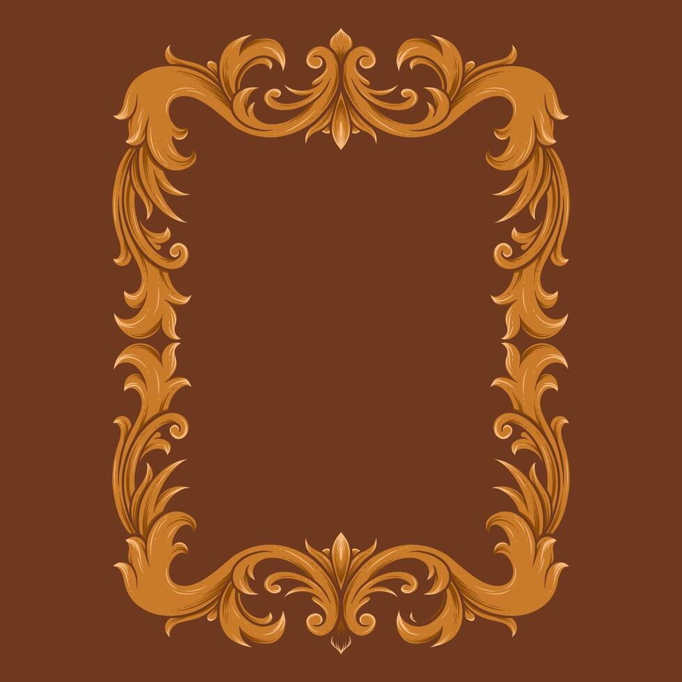 elegant gold frame vintage engraved with a floral design vector