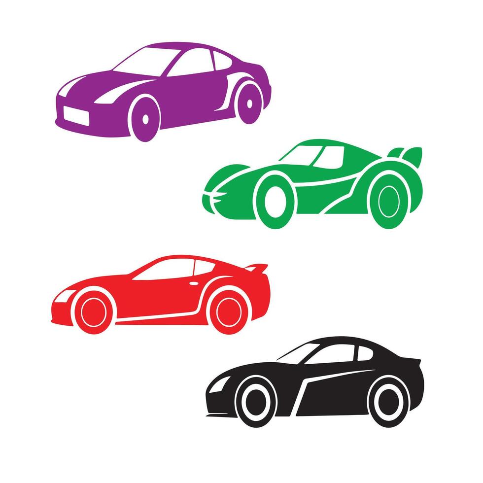 Four different colored sports cars on a white background vector