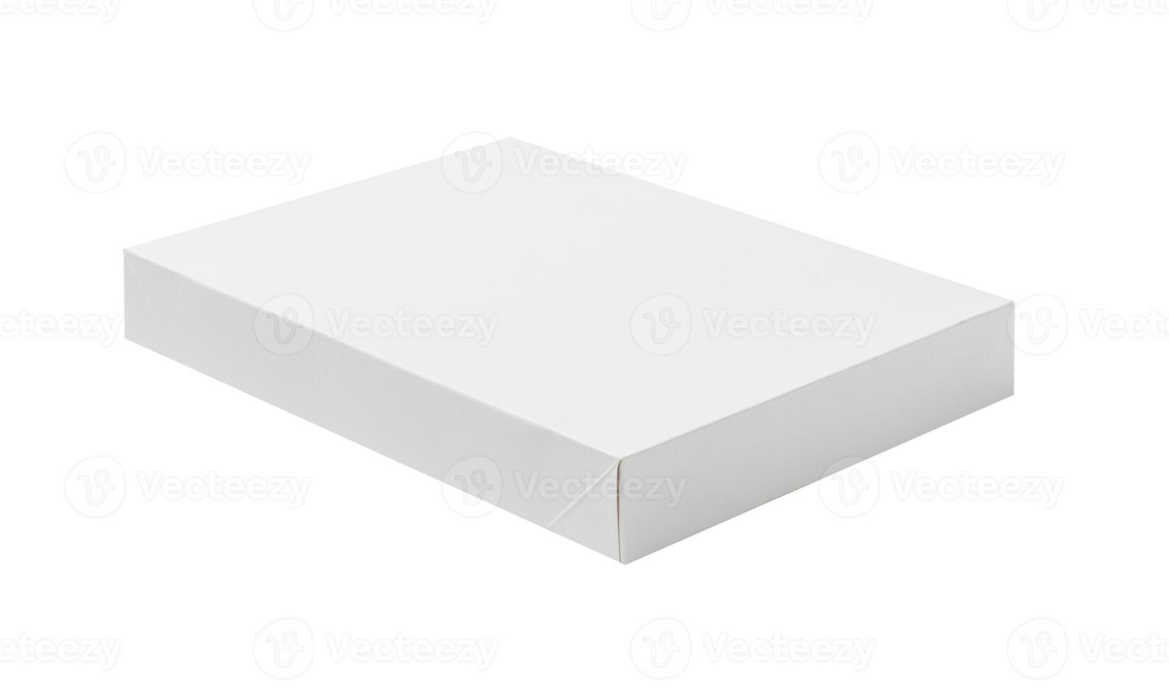 Blank white box mock up isolated on white background photo
