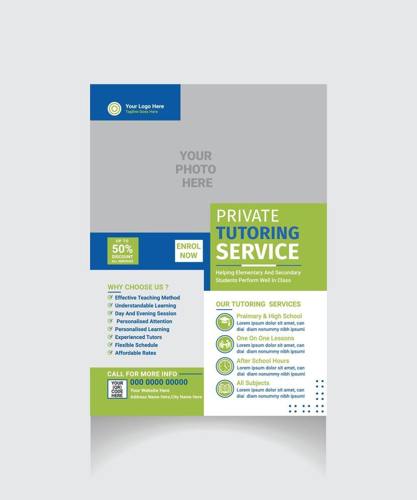professional private tutoring flyer vector