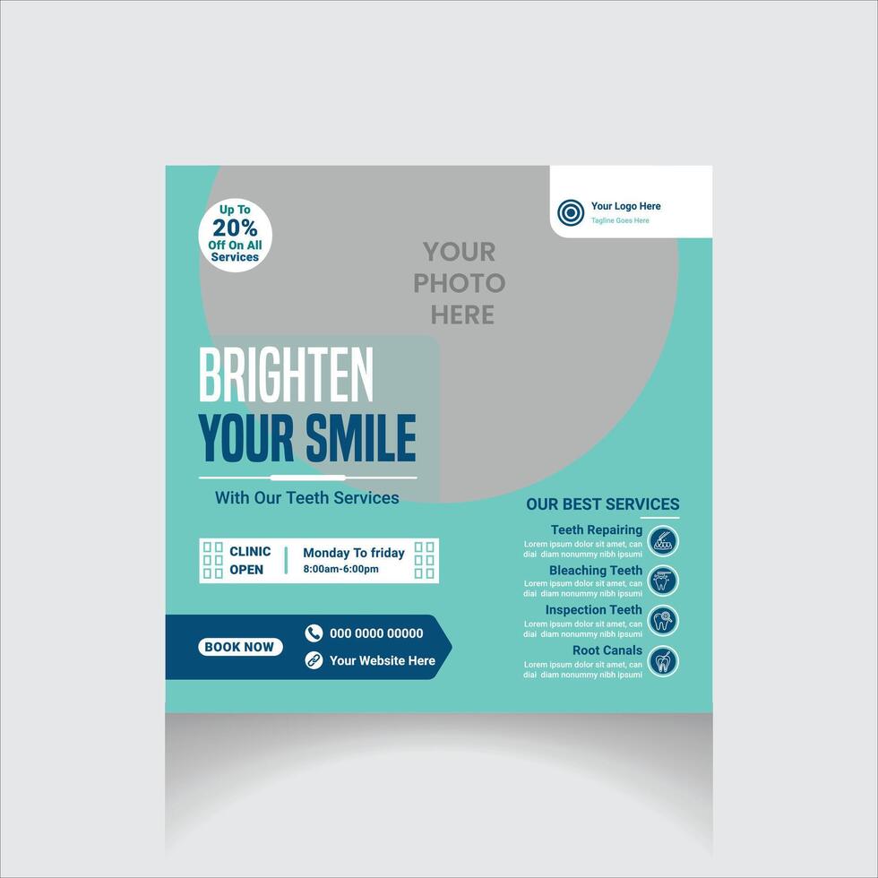 editable professional dental social media post vector