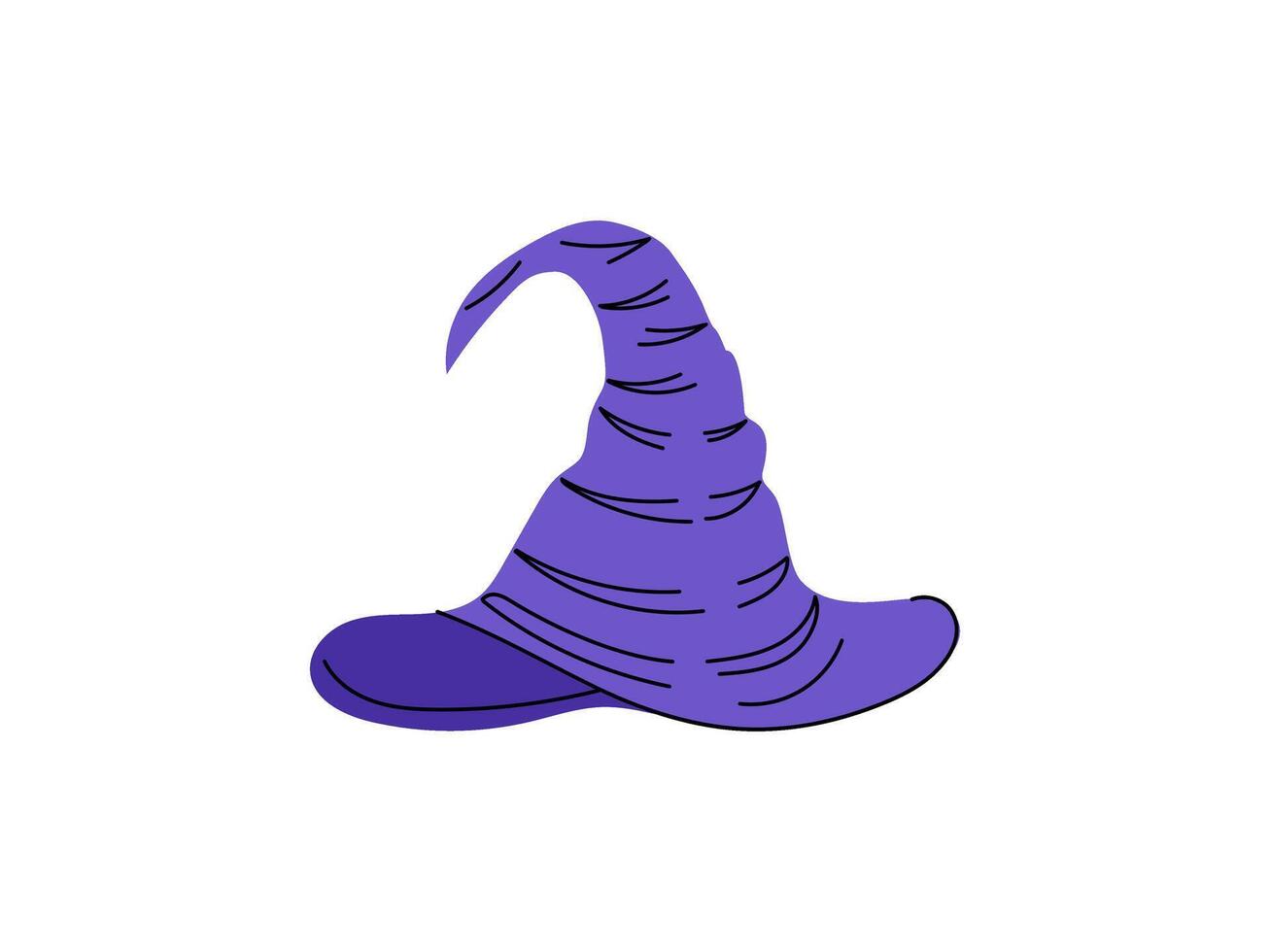 Flat style illustration for Halloween. A sketch of a witch's pointed hat. illustration. vector