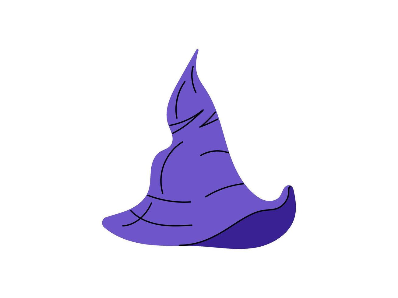 Flat style illustration for Halloween. A sketch of a witch's pointed hat. illustration. vector
