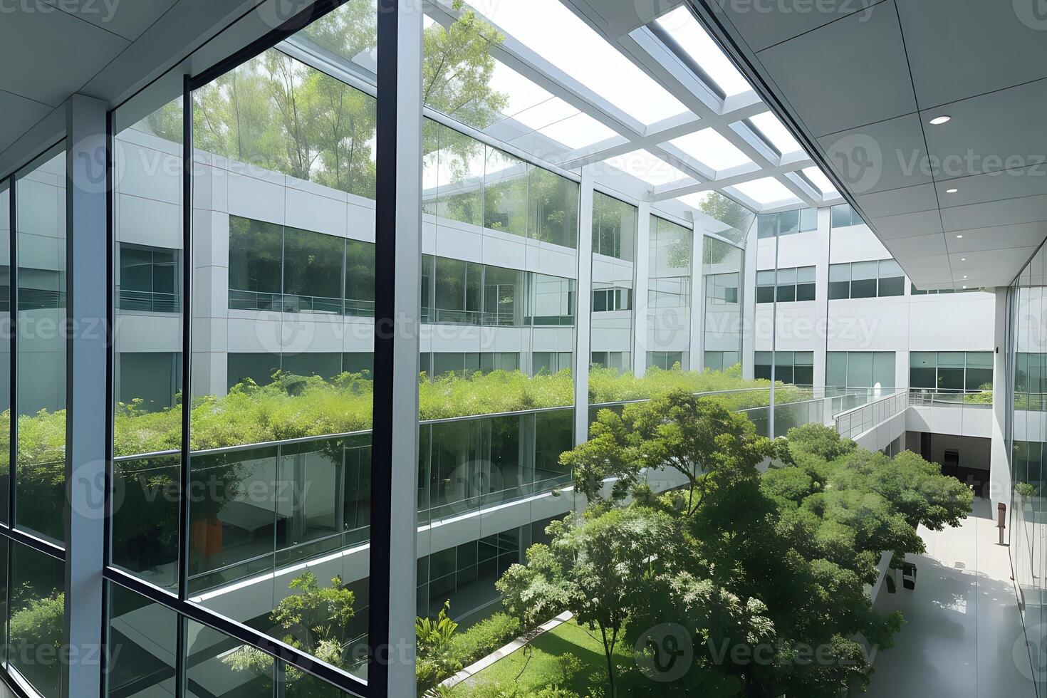 The Lilly Biotechnology Center modern facility, featuring expansive glass walls and lush green surroundings, designed to foster innovation in biotechnology research and development photo