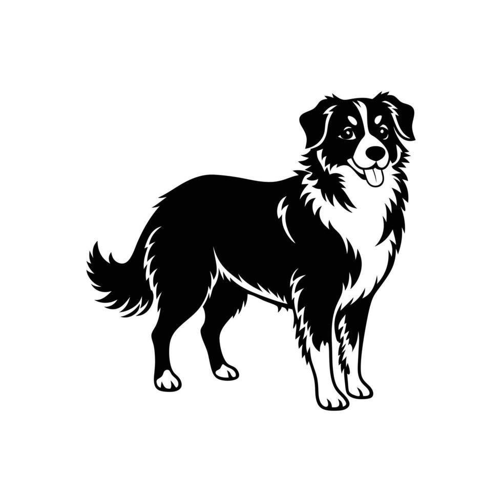 Silhouette of graceful Australian shepherd dog clipart design vector