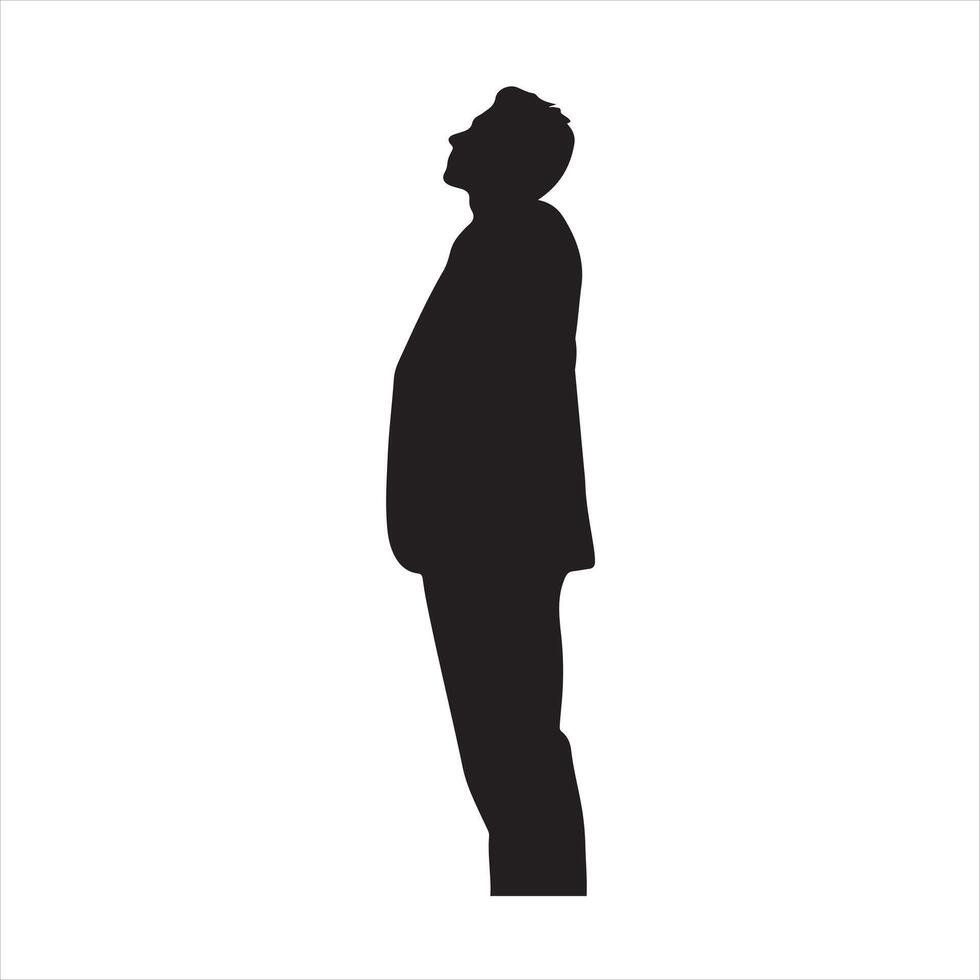 Man looks up silhouette white background vector