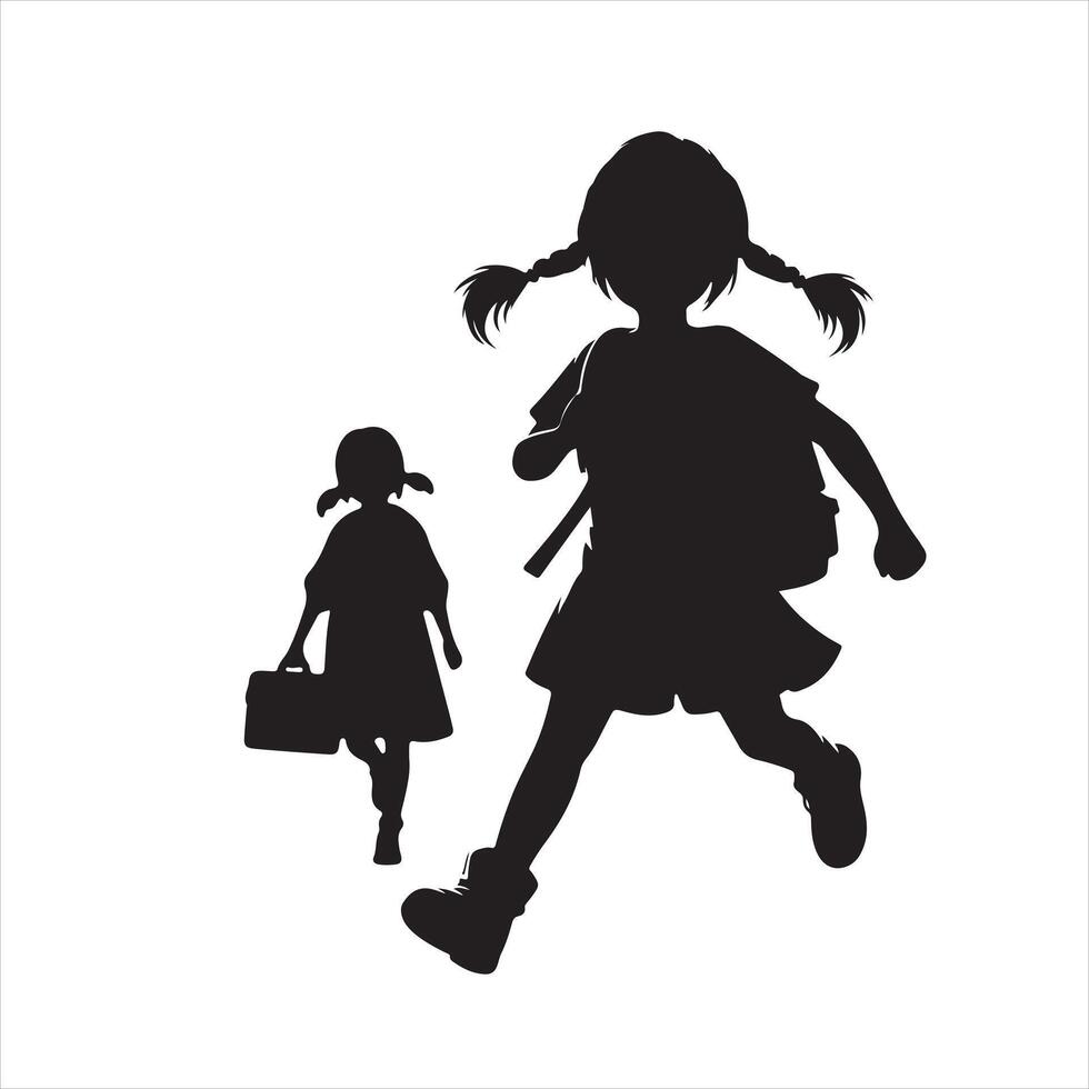 Little girl on white background. Character for computer game or thriller silhouette on white background vector
