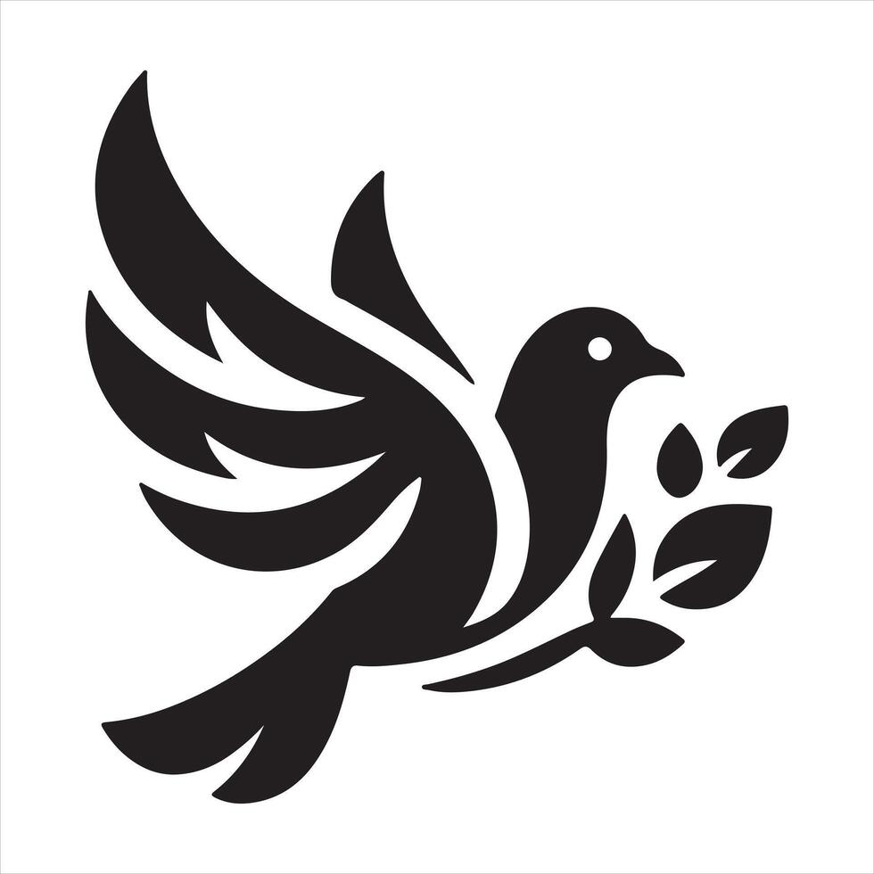 pigeon logo icon silhouette on white background vector