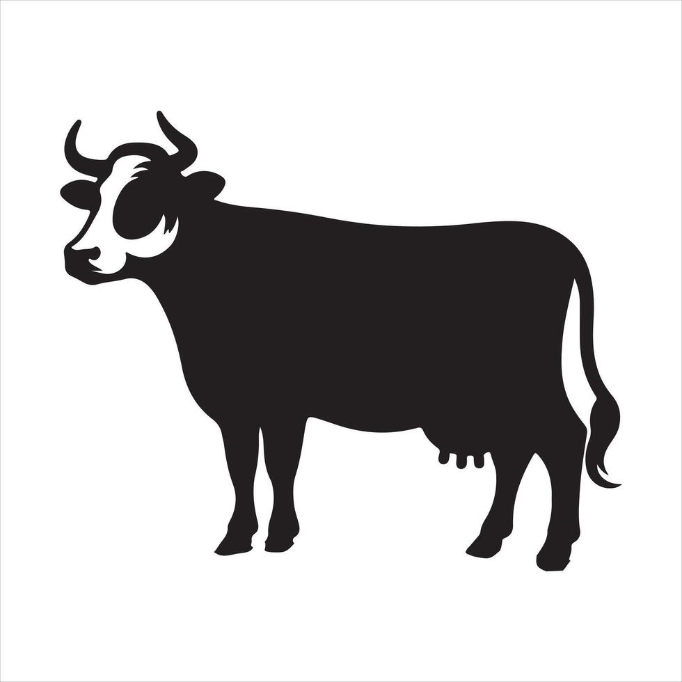 Cow silhouette. cow logo, icon black and white. Cow design. Bull, dairy cow vector
