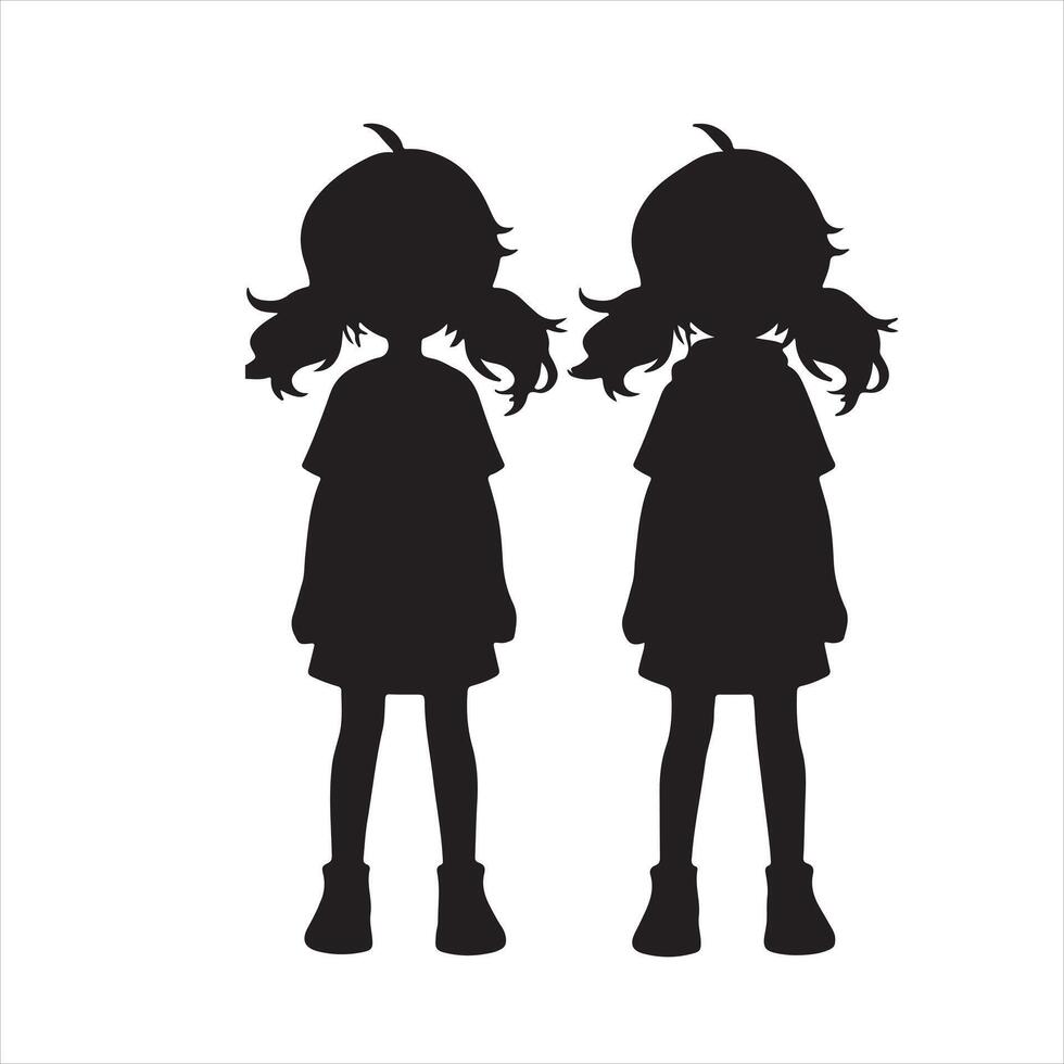 Little girl on white background. Character for computer game or thriller silhouette on white background vector