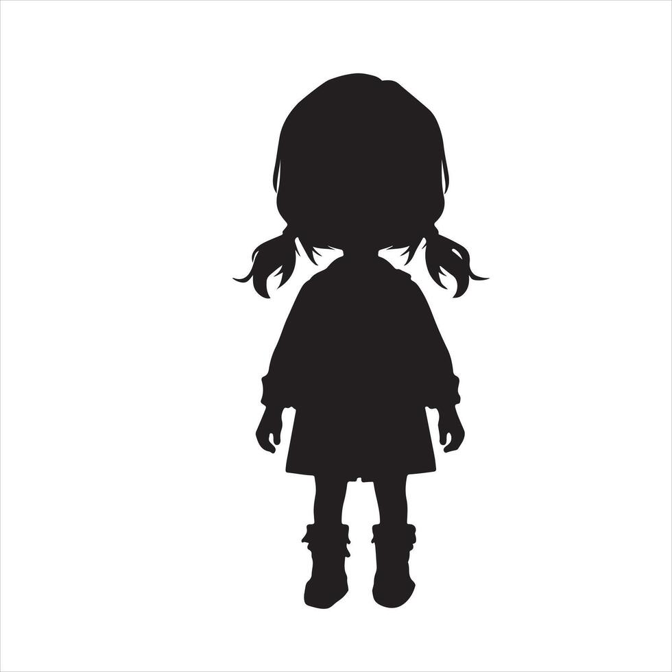 Little girl on white background. Character for computer game or thriller silhouette on white background vector