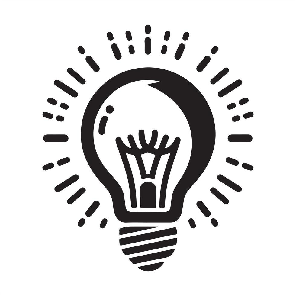 Light Bulb Icon Black and White silhouette on white background vector