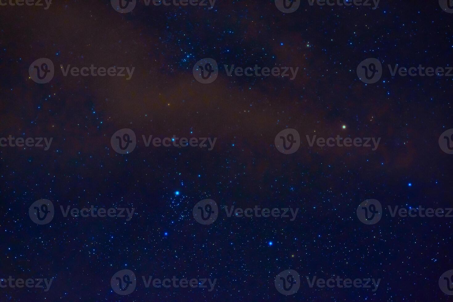 constellation of Orion on background of blue starry sky. Astrophotography of stars, galaxies and nebulae at night photo