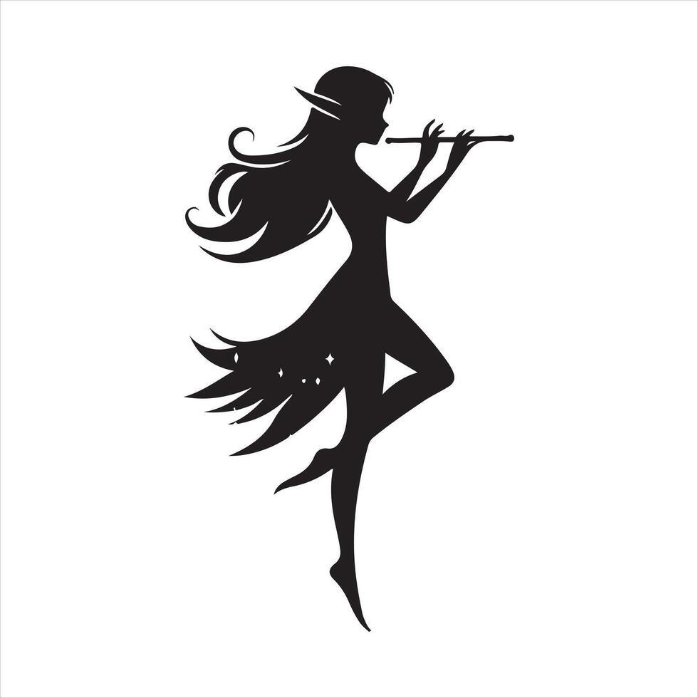 Elf silhouette on white background vector