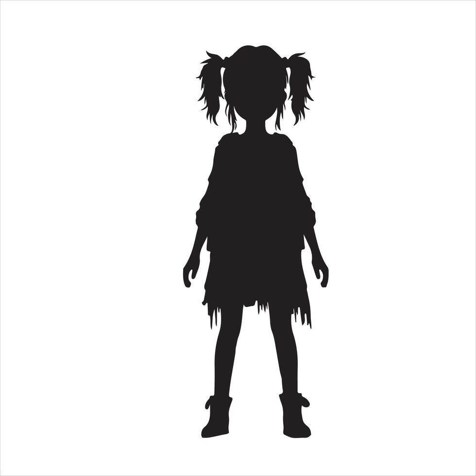 Little girl on white background. Character for computer game or thriller silhouette on white background vector