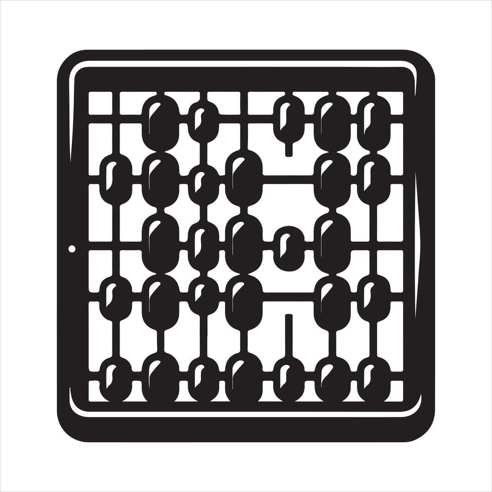 Black abacus mathematic count icon Silhouette white background vector