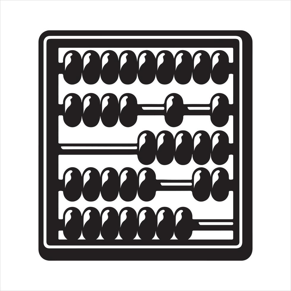 Black abacus mathematic count icon Silhouette white background vector