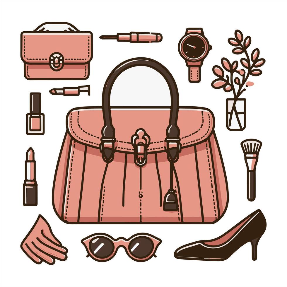 Handle bag flat outline silhouette on white background vector