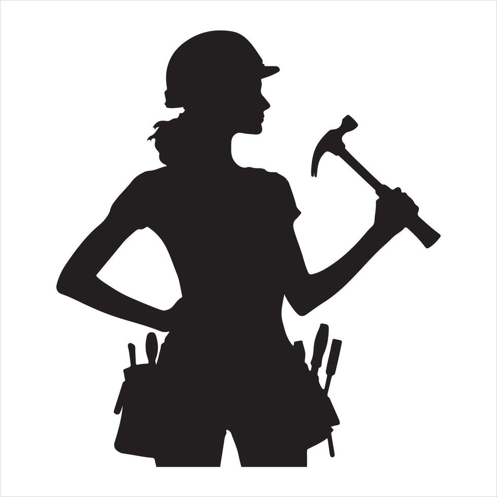 craftswoman silhouette white background vector