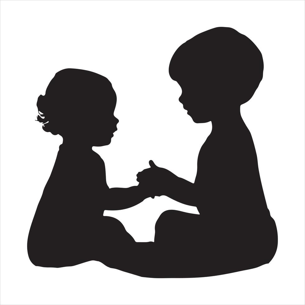 Baby and toddler silhouette isolated on white background. Sitting, crawling and standing silhouette on a white background vector