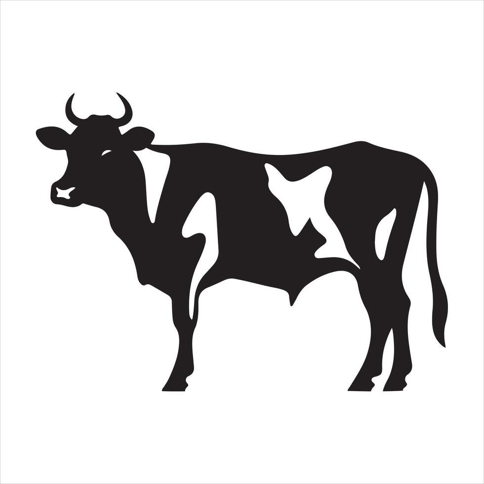 cow farm silhouette set silhouette white background vector