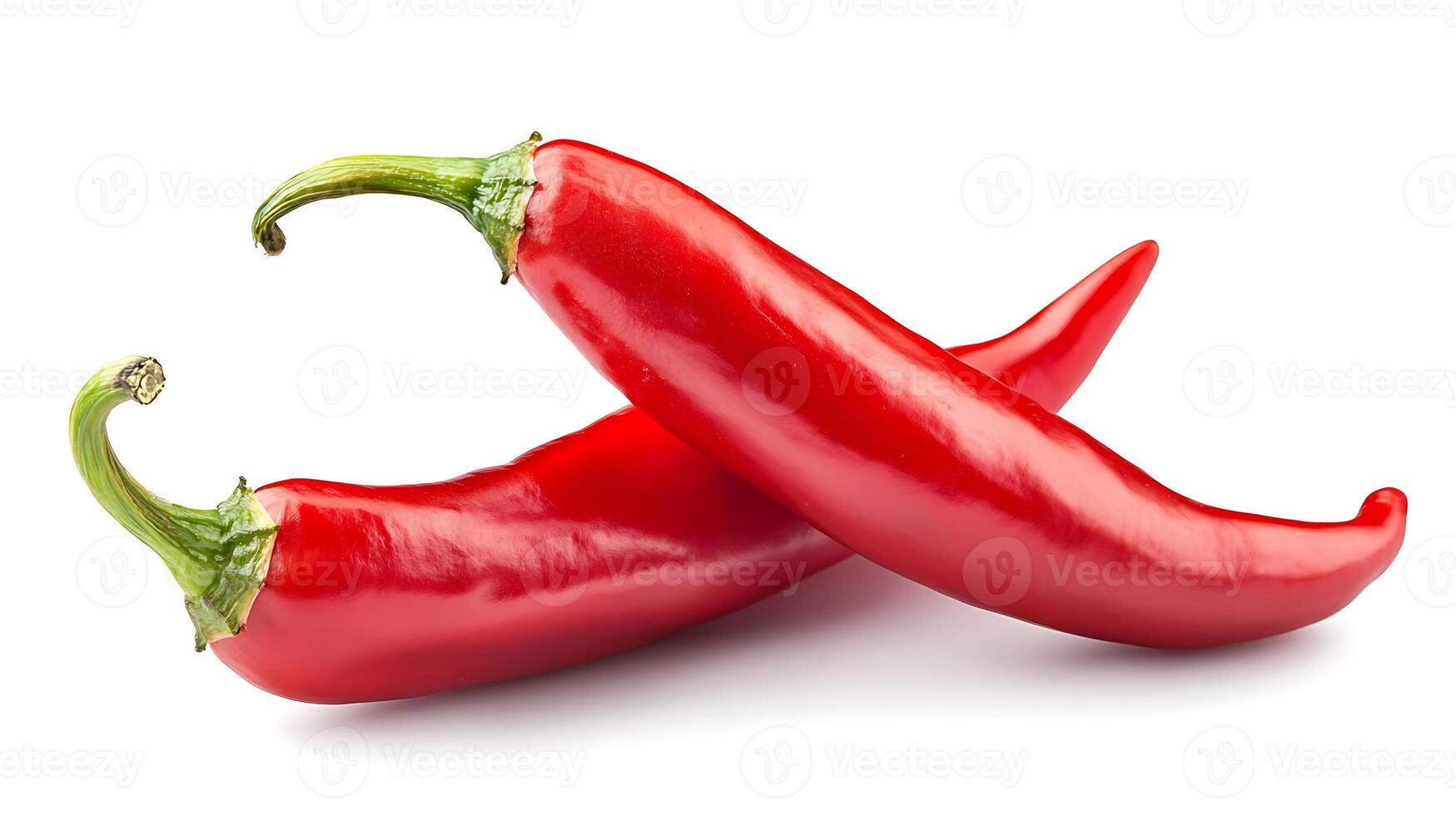 Two red chili peppers isolated on white background. photo