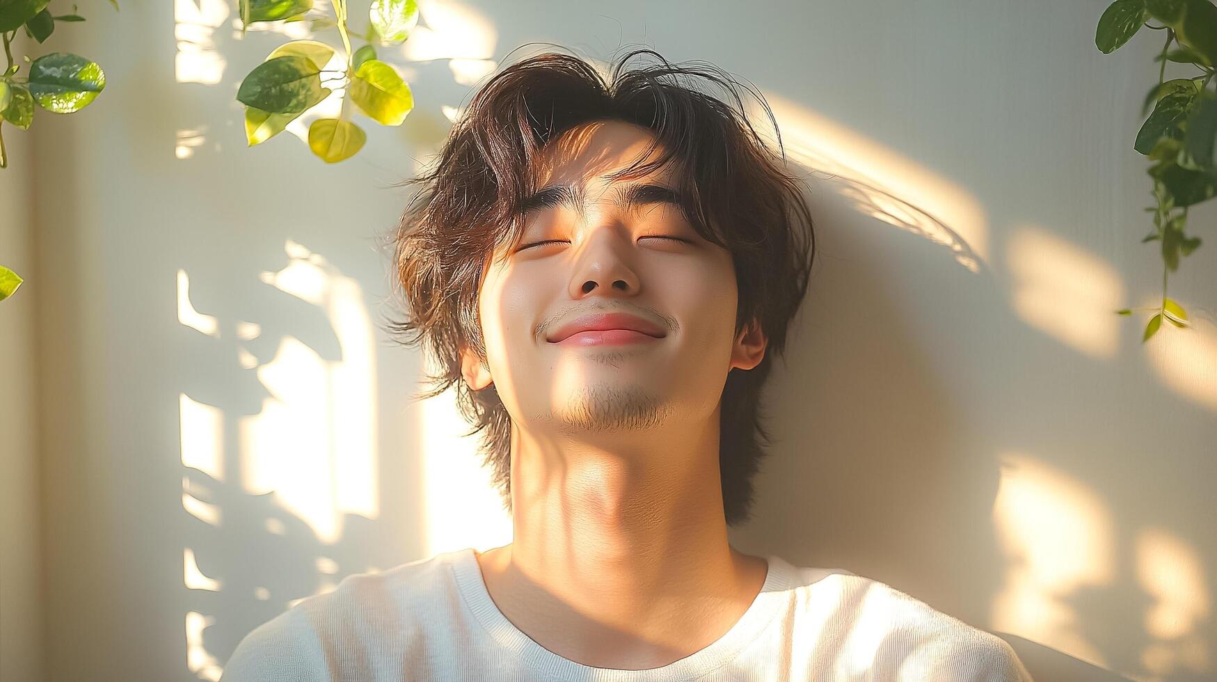 A man is smiling and laying down in the sun photo