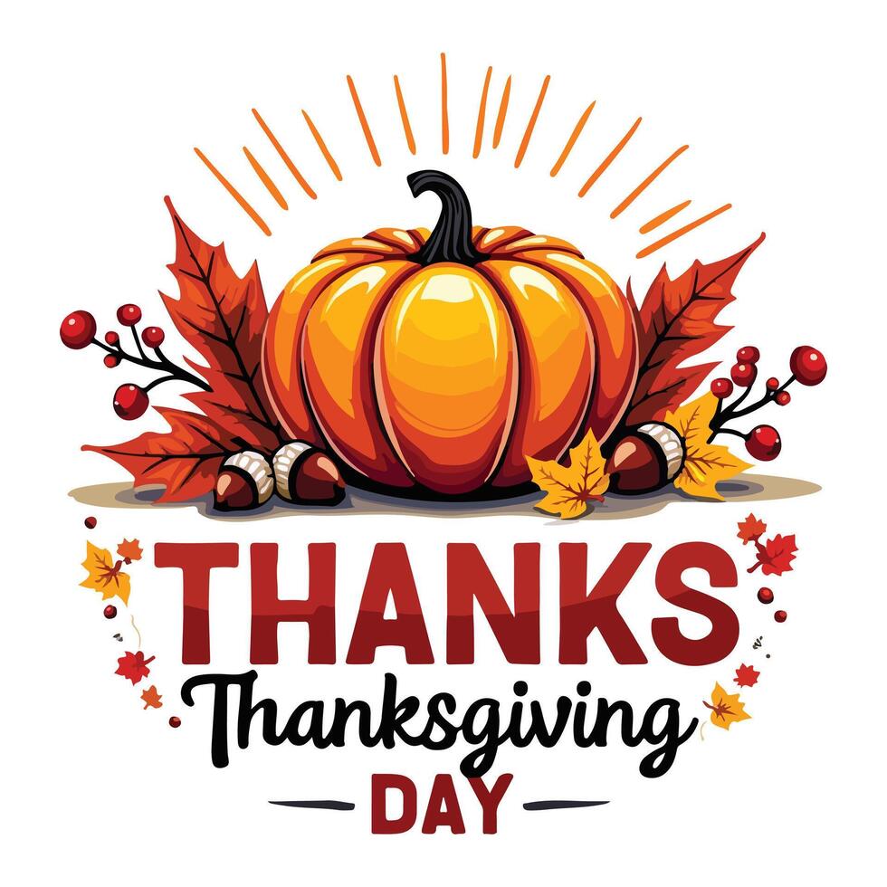 Cute Thanksgiving Turkey with Pie and Autumn Leaves Illustration Celebrating Thanksgiving design vector