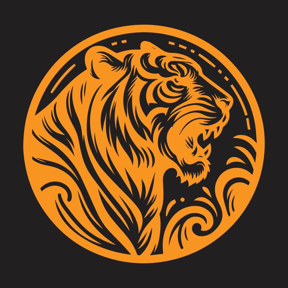 Colorful Bold Tiger Head Logo with Stylized Manes in Vibrant Colors, Majestic Animal Illustration logo model style vector