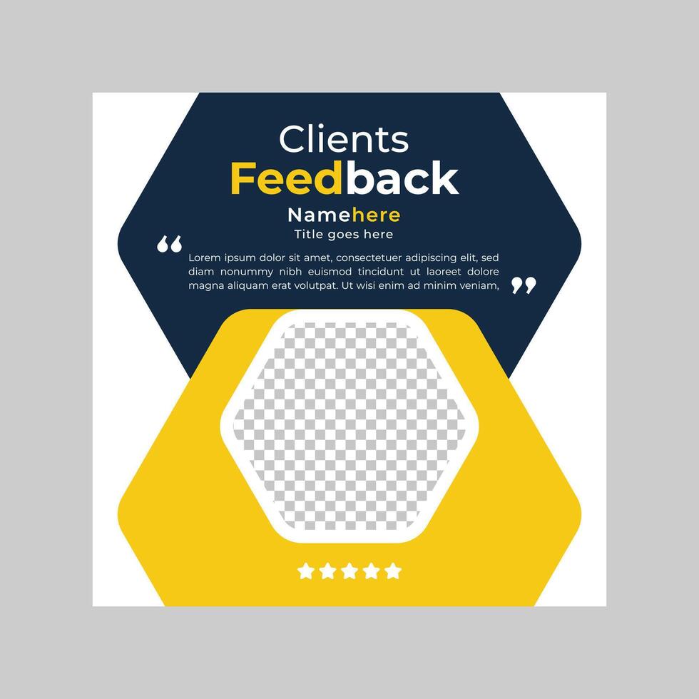 Corporate business social media post template design or client feedback vector