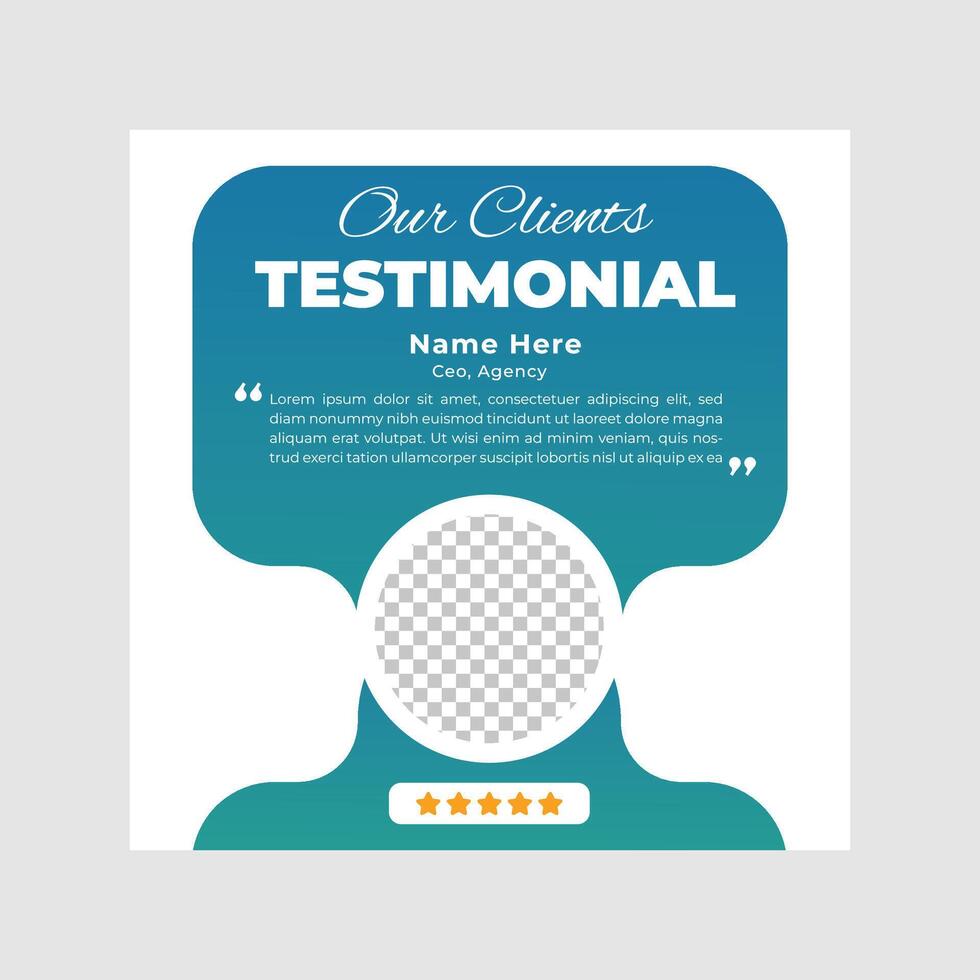 Client testimonial post and square banner design vector