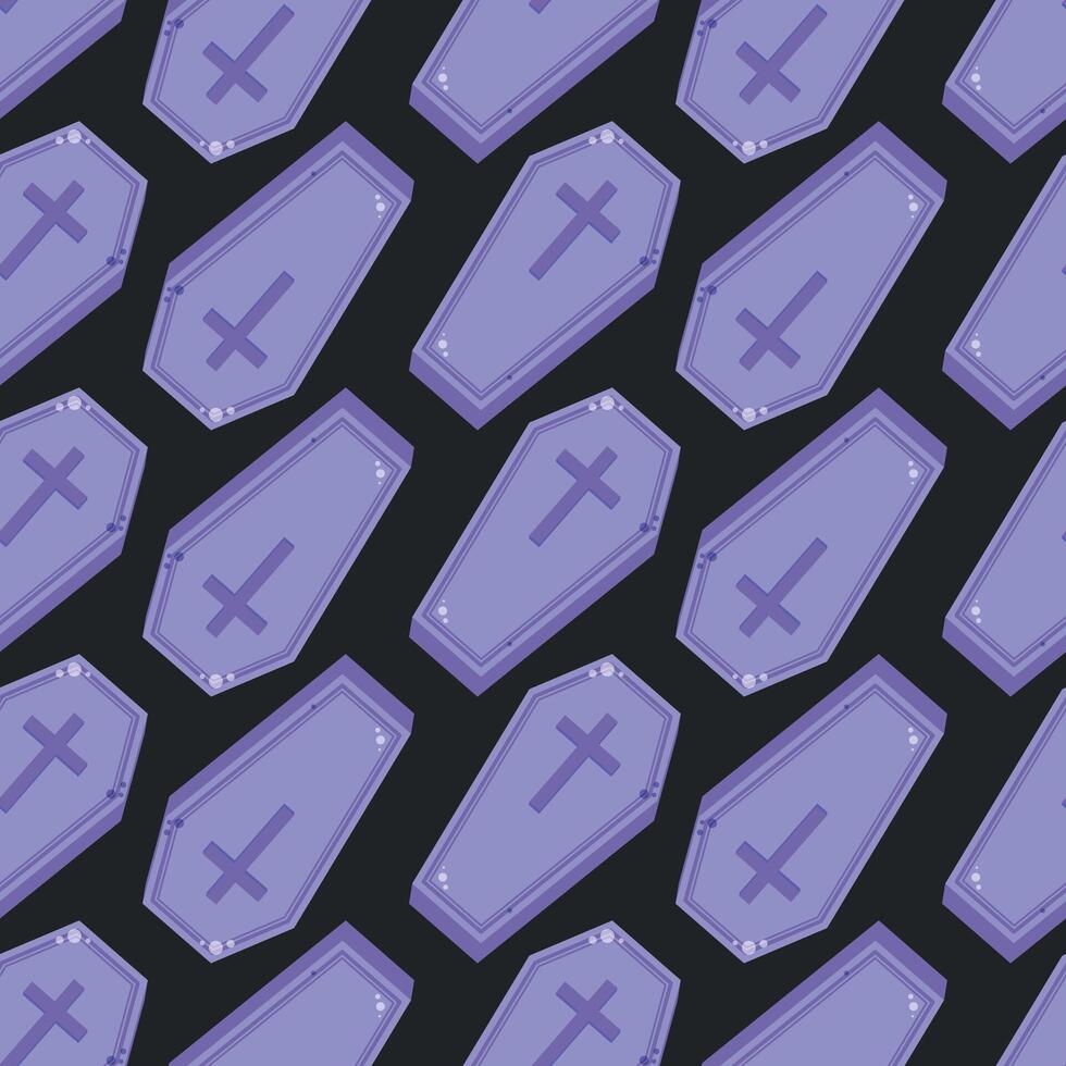 halloween seamless pattern with coffin, spooky halloween background vector