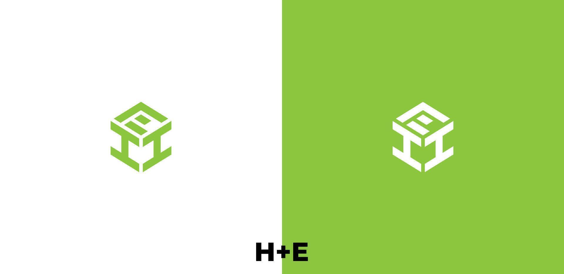 Letter H E logo template design vector