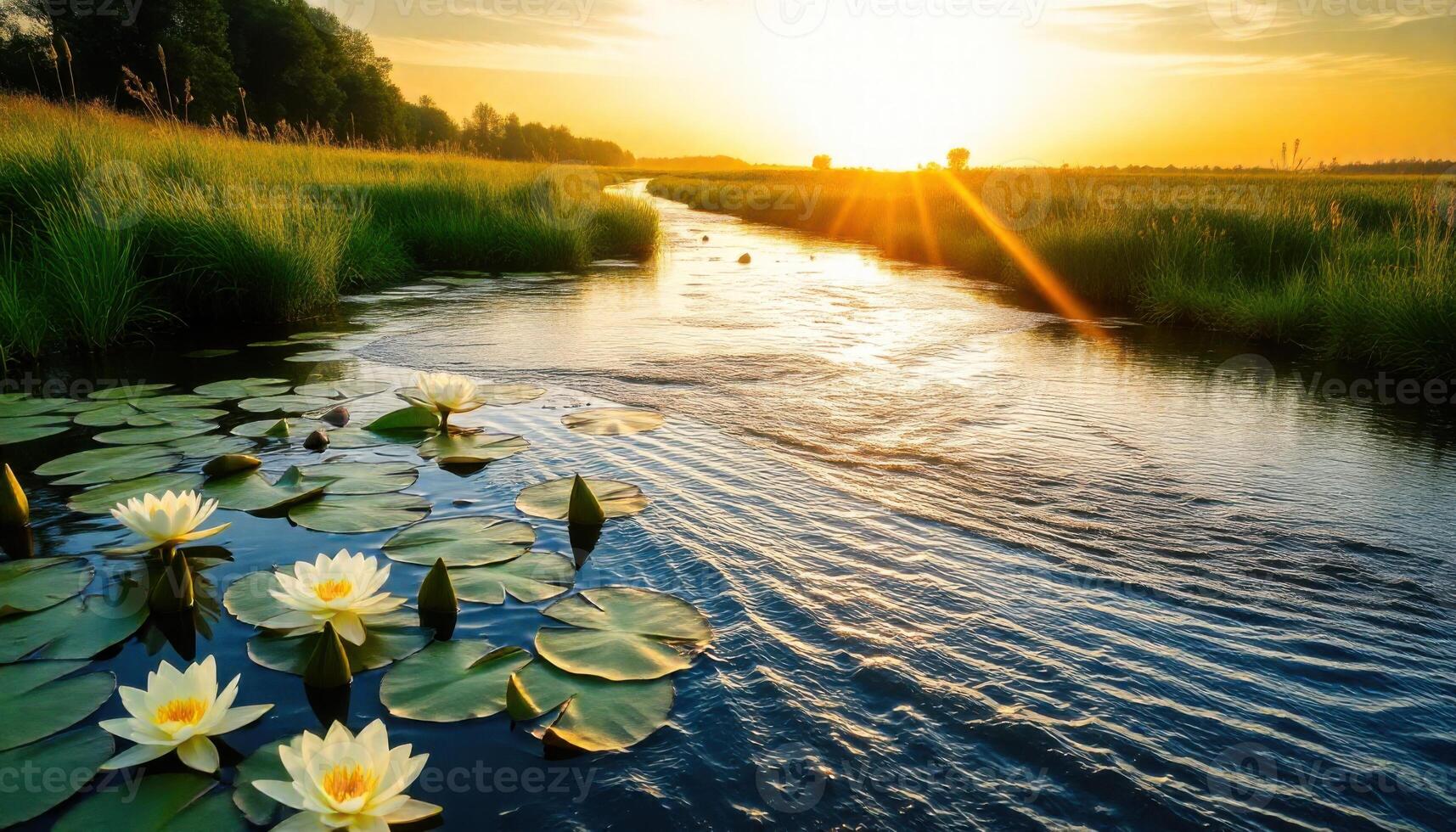 Serene River Sunset photo