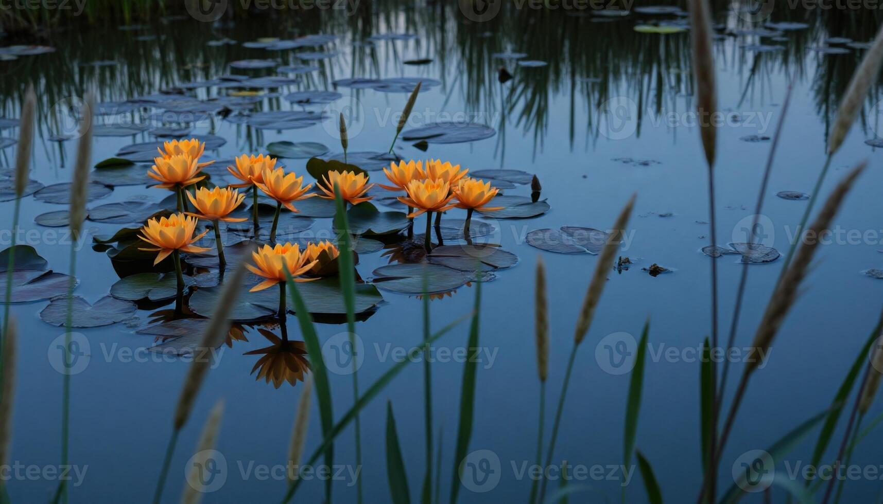 Serene Water Lilies at Dusk photo