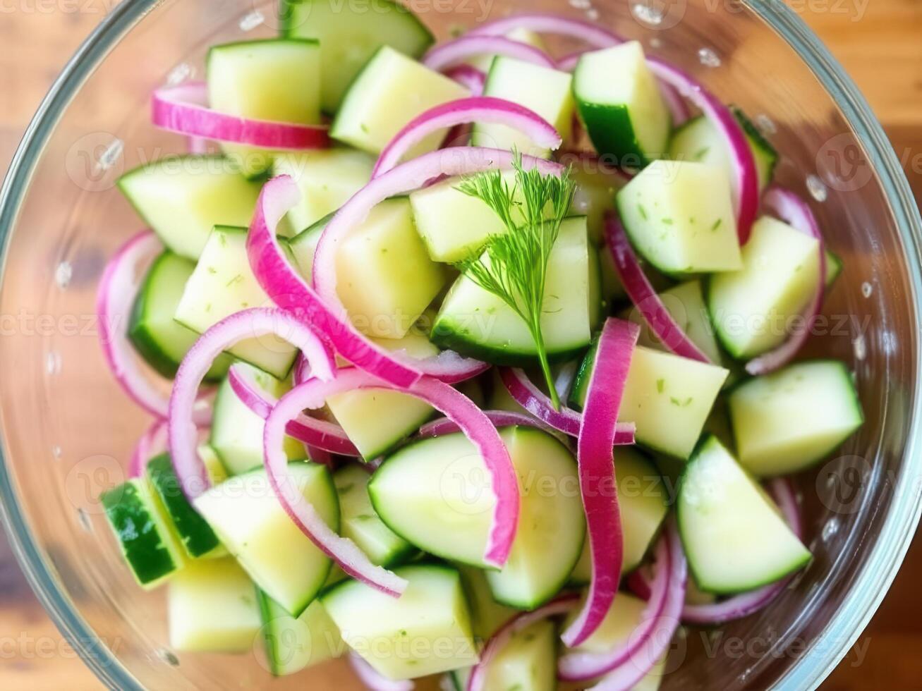 Fresh Cucumber Salad with Red Onions photo