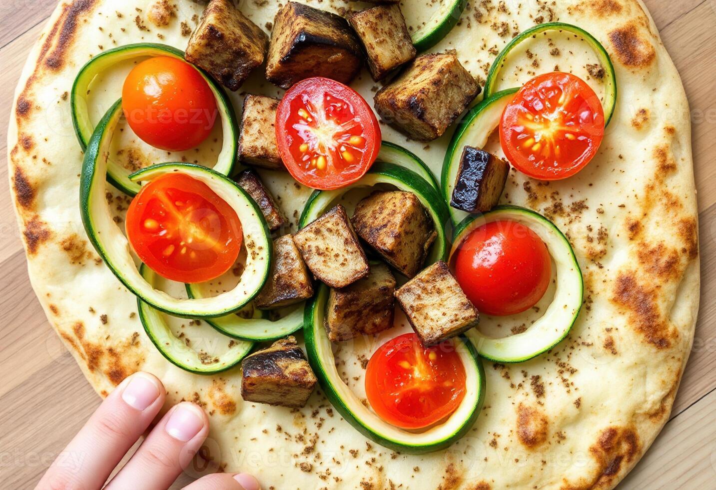 Fresh Vegetable Topped Pizza photo