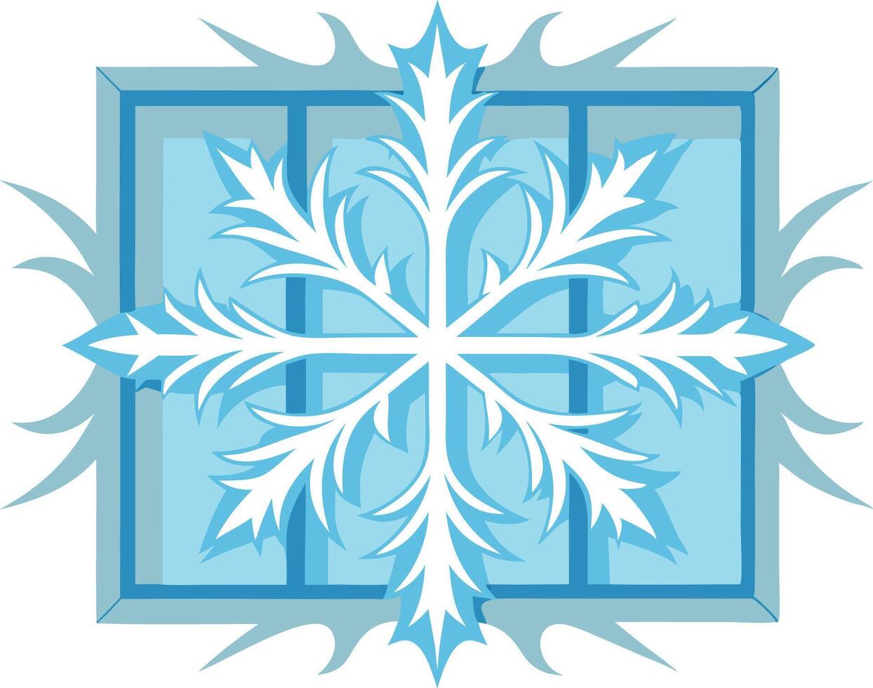 Stylized illustration of a blue snowflake design with sharp edges and intricate patterns vector