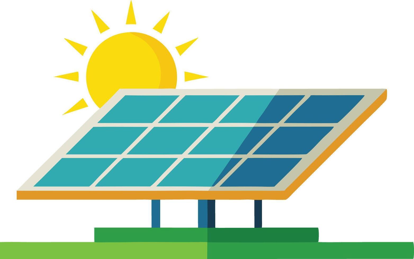 illustration of a solar panel collecting energy from the sun vector