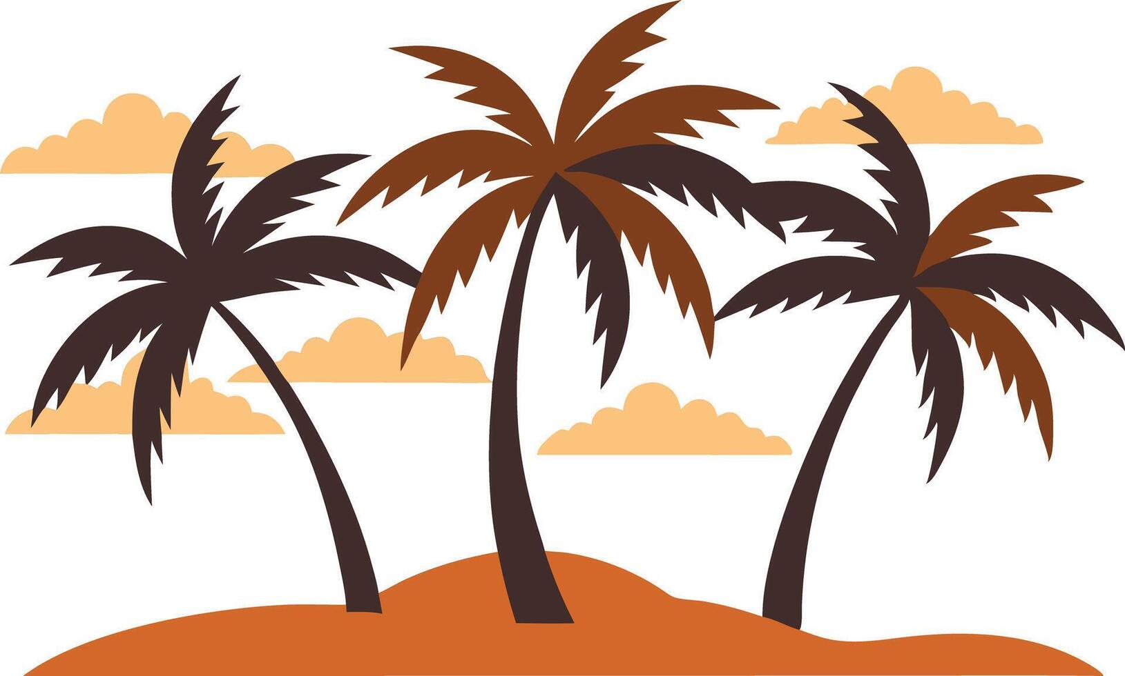 illustration of palm trees on a sandy beach vector