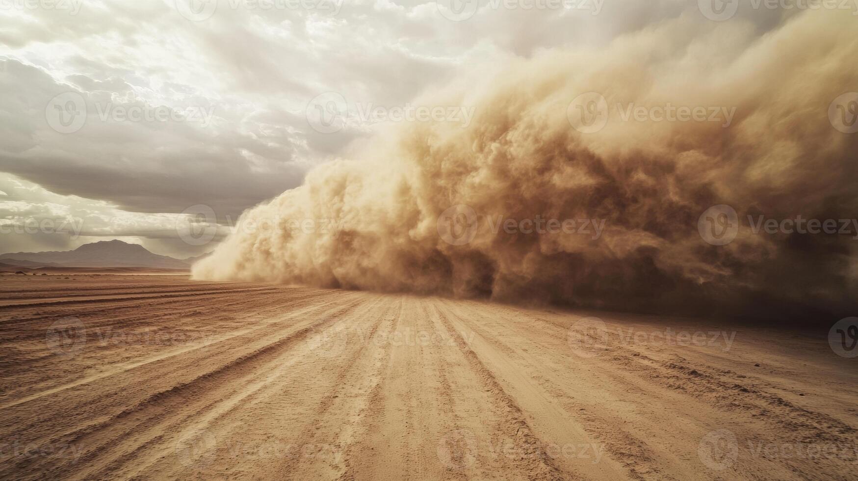 Dynamic Dust Cloud from Desert Storm or Dirt Road, Capturing Motion and Speed photo