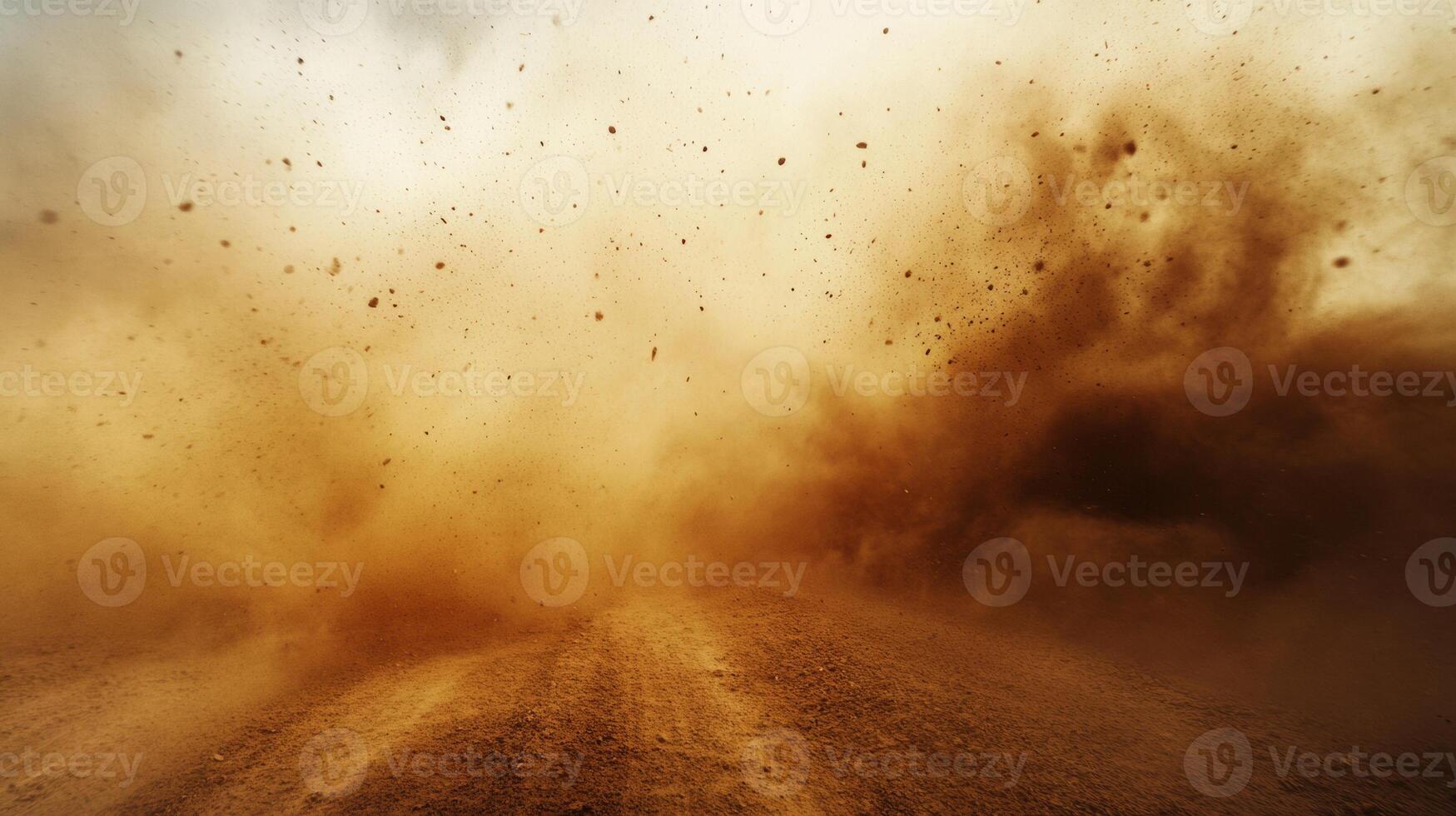 Dynamic Dust Cloud from Desert Storm or Dirt Road, Capturing Motion and Speed photo