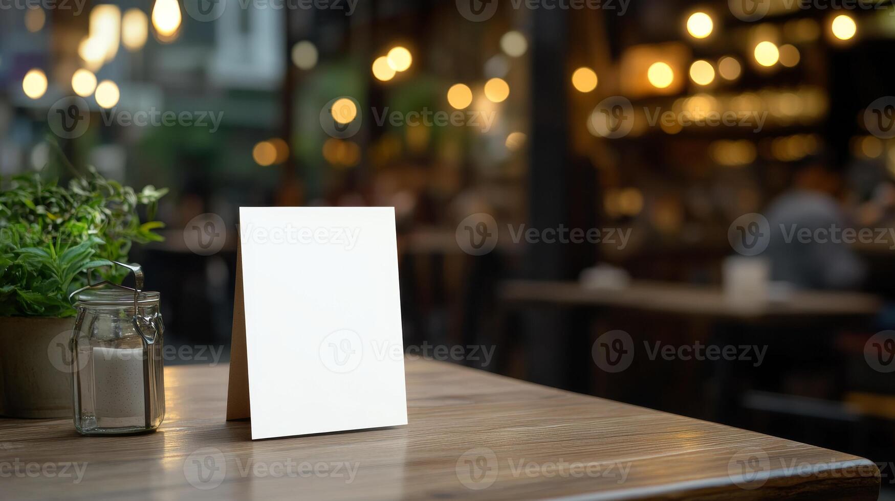 Menu Frame Tent Card Mockup with Blurred Background Design photo