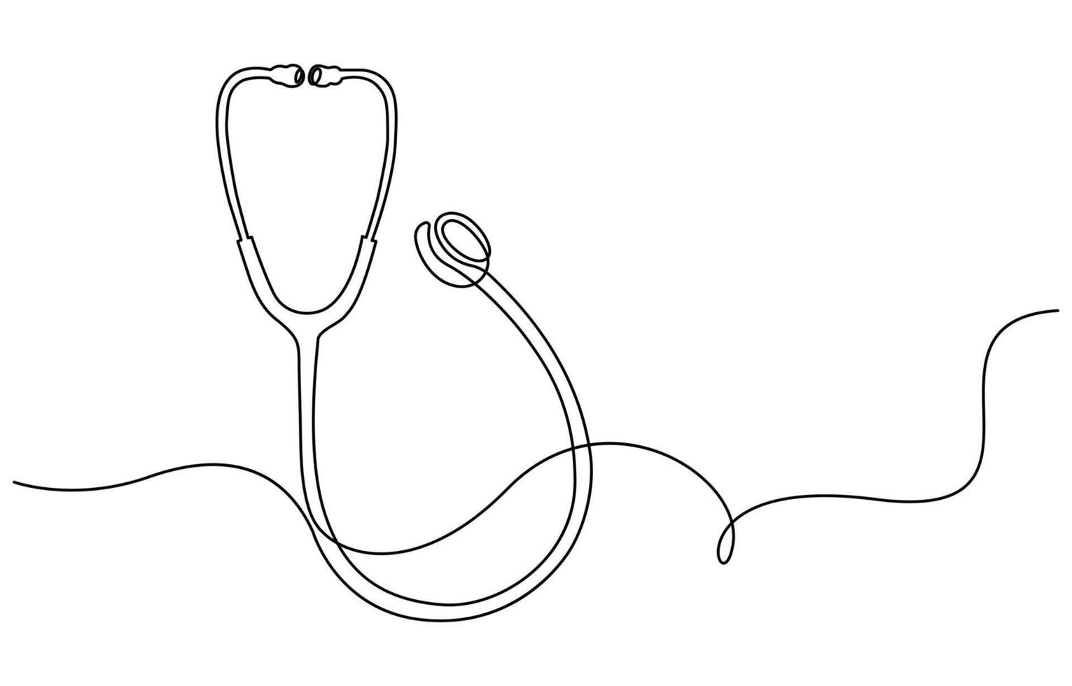 Hospital stethoscope one line art sketch vector