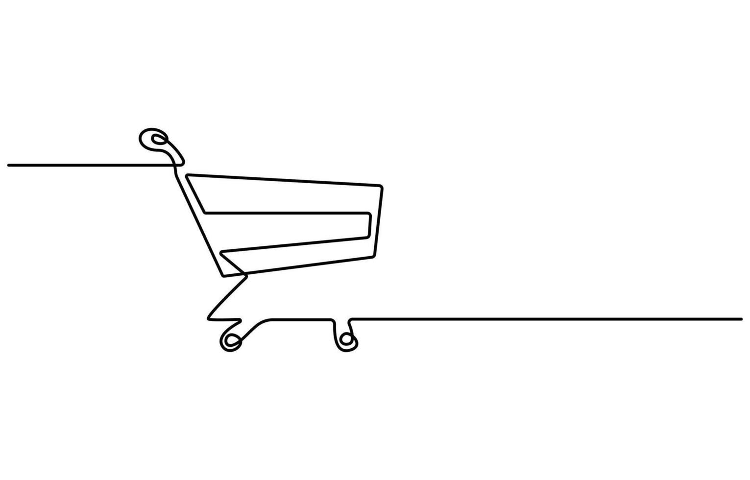 shopping cart Single continuous line drawing vector