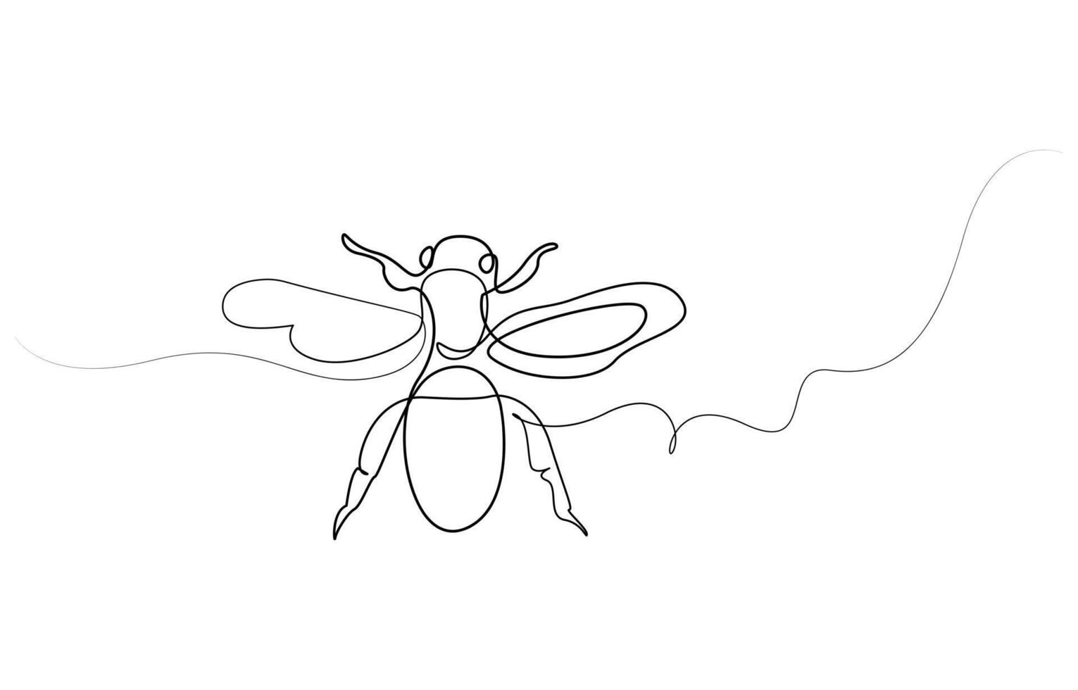 continuous one line drawing illustration Honey bee vector