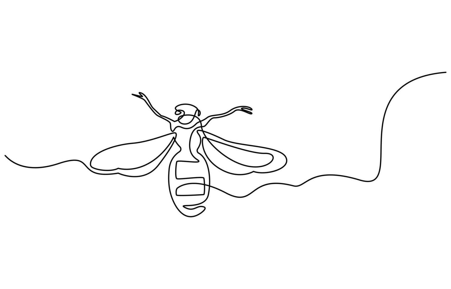 Honey bee one line drawing illustration vector