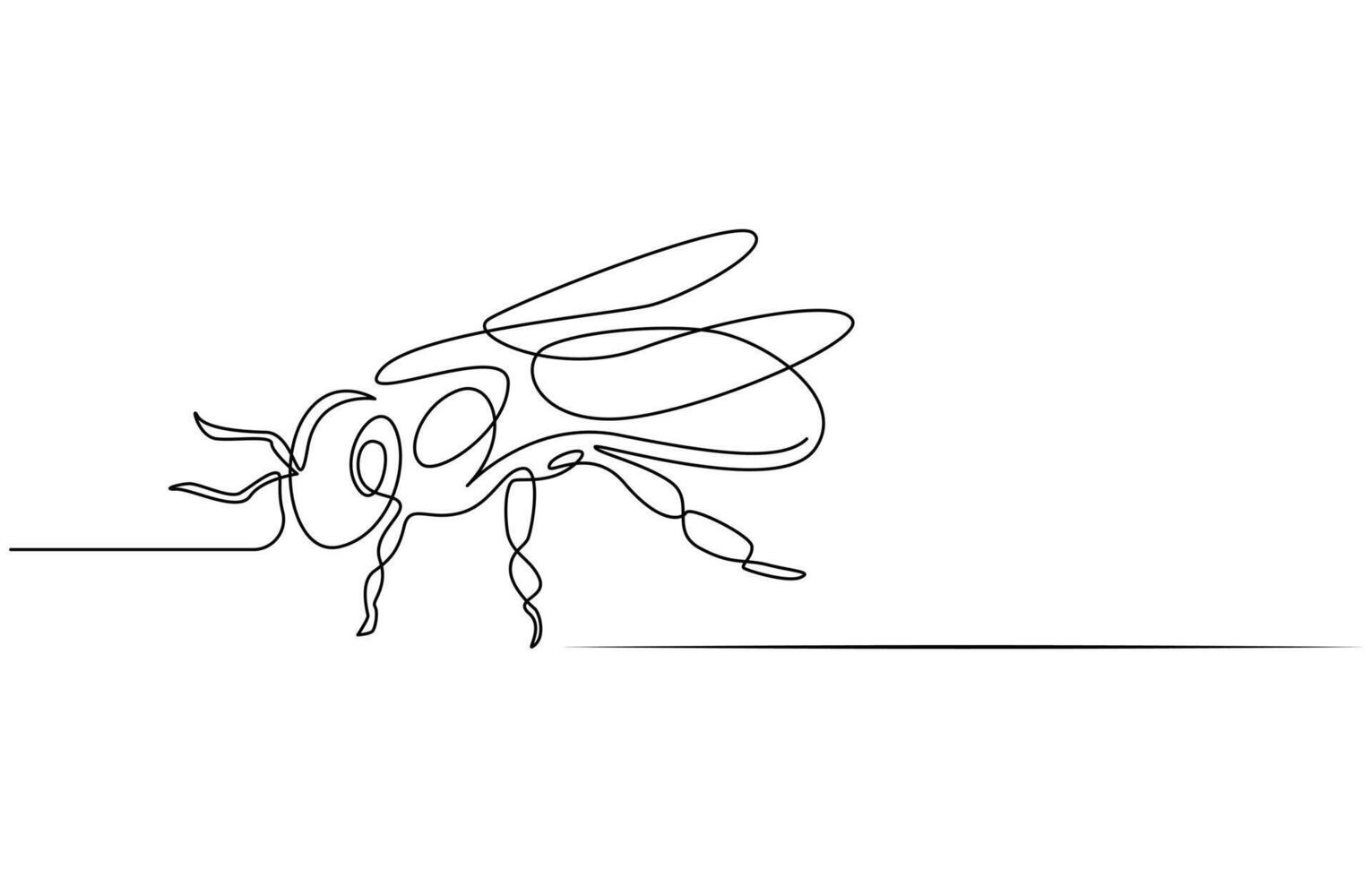 Simple illustration of honey bee shape continuous one line art bee outline vector